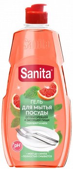 Sanita Гель для мытья посуды от засохшей пищи и жира Грейпфрут мята, 0.45 л
