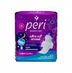 PERI Женские гигиенические прокладки Ultra Aroma Night 8 шт (хлопок)