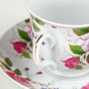 Чайная пара керамическая Доляна «Томная роза», 2 предмета: чашка 250 мл, блюдце d=14 см