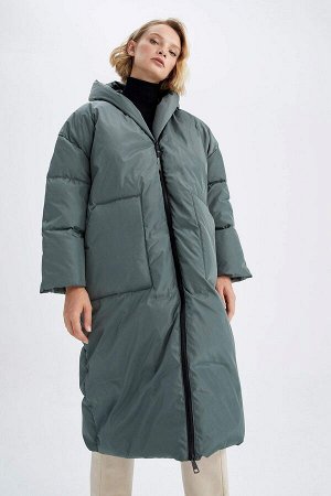 Пальто из искусственного меха с капюшоном Relax Fit