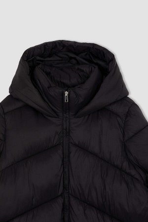 DEFACTO Термоизолированное водонепроницаемое длинное пальто с капюшоном Relax Fit с капюшоном