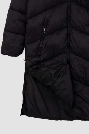 DEFACTO Термоизолированное водонепроницаемое длинное пальто с капюшоном Relax Fit с капюшоном
