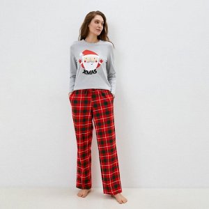 Пижама новогодняя женская KAFTAN &quot;Santa&quot;, цвет красный/серый, размер 40-42