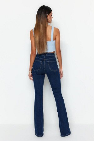 Trendyomilla Синие расклешенные джинсы с очень высокой талией