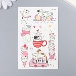 Татуировка на тело цветная &quot;Котики. Радости и сладости&quot; светящаяся в темноте  12х7,5 см   932355