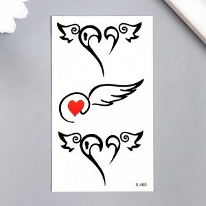 СИМА-ЛЕНД Татуировка на тело чёрная &quot;Сердца с крыльями&quot; 10,5х6 см