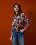 Блузка HIGH-NECK BLOUSE WITH RUFFLE