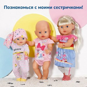 БЕБИ борн. Интерактивная кукла Сестричка 43 см, аксессуары. BABY born