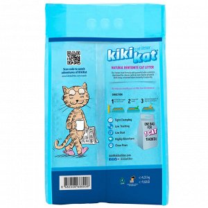 Бентонитовый наполнитель для кошачьего туалета "KikiKat" супер-белый комкующийся 5 л.