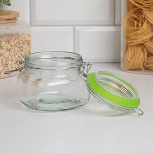 Банка для сыпучих продуктов Доляна «Радуга», 500 мл, 11*10 см, с бугельным замком, стекло, МИКС