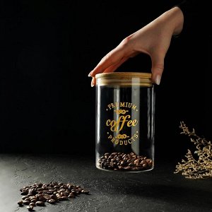 Банка стеклянная для сыпучих продуктов с бамбуковой крышкой «Эко. Кофе», 1 л, 10*15 см