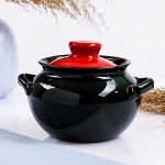Горшок для тушения &quot;Классика&quot; черный с красным 0,5л