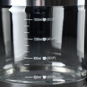 Чайник стеклянный заварочный «Кессель», 1,2 л, с металлическим ситом, цвет чёрный
