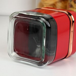 Набор банок стеклянных для сыпучих продуктов «Классика», 500 мл, 9,5x11,8 см, 3 шт, цвет красный
