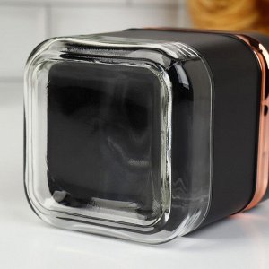 Набор банок стеклянных для сыпучих продуктов «Классика», 500 мл, 9,5x11,8 см, 3 шт, цвет чёрный