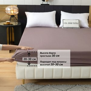 Простынь на резинке 160*200*30 Однотонный Сатин Элитный 100% египетский хлопок RROCE007