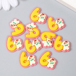 Декор для творчества «Цифра 6 со зверюшкой», набор 10 шт., 1.9x2.1 см