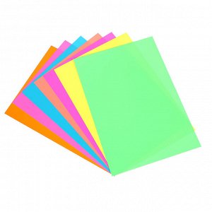 FLOMIK Картон цветной флуоресцентный мелованный, А4, 7л., 7цв., в папке