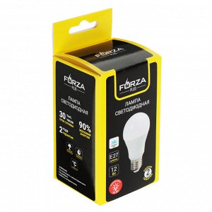 FORZA Лампа светодиодная A60 12 Вт, Е27, 1050 Лм, 4000 К, 175-265 В, Ra>80, IRF