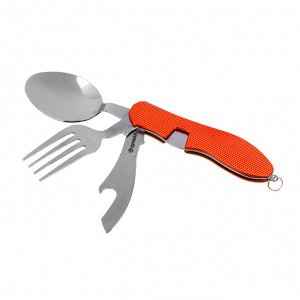 ЕРМАК Набор туристический: нож, ложка, вилка, открывалка; нерж. сталь
