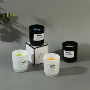 LADECOR Свеча ароматическая, 7x8 см, парафин, стекло, 280 г, 4 дизайна