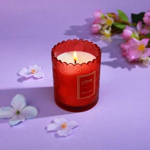 LADECOR Свеча ароматическая в подсвечнике, 180 г, 7x7x9 см, аромат солнечная роза