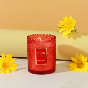 LADECOR Свеча ароматическая в подсвечнике, 180 г, 7x7x9 см, аромат солнечная роза