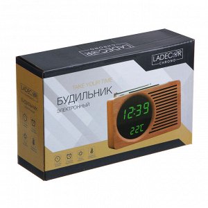 LADECOR Будильник электронный, USB, время, дата, градусы, будильник, колонка, пластик, 16,5х9х4,5см
