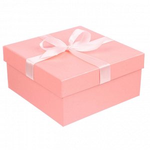 Коробка подарочная с бантом бумага перламутр микс 19х19х9 см розовый