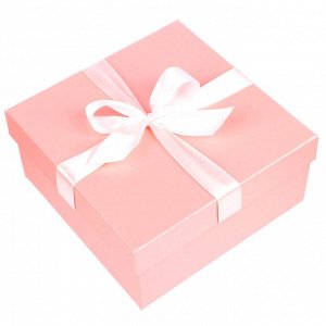 Коробка подарочная с бантом бумага перламутр микс 19х19х9 см розовый
