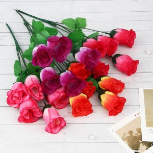 Букет искусственных цветов, пластик, в виде роз, 39 см, арт 08, 4 цвета