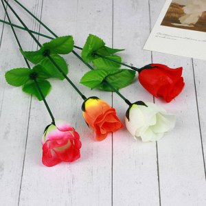 Цветок искусственный в виде розы, 35-40 см, пластик, 4 цвета, арт 10