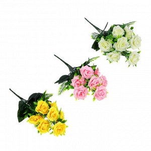 Букет искусственных цветов, пластик, в виде роз, 7 цветков, 3 цвета, арт 02