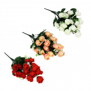 Букет искусственных цветов, пластик, в виде роз, 18 цветков, 3 цвета, арт 03