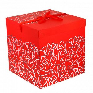 Коробка подарочная, складная, с лентой, бумажная, 30x30x30 см, фольгирование, 2 дизайна, арт.2
