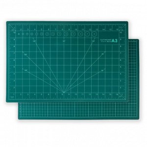Мат для резки, трёхслойный, 45 x 30 см, А3, цвет зелёный