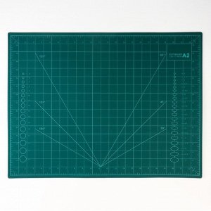 Мат для резки, трёхслойный, 60x45 см, А2, зелёный