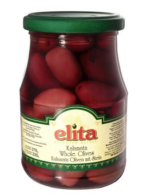 Греческие оливки сорта Каламата с косточкой "ELITA" 370мл ст/б / Греция