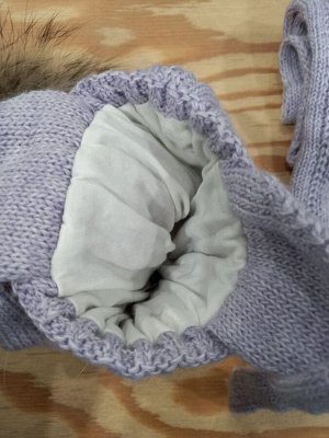Тимошка Детский комплект (Шапка+шарф) с завязками шерсть цвет Лавандовый
