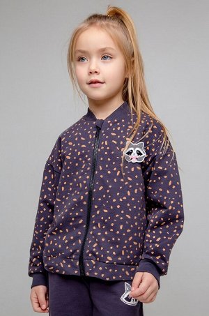 Куртка-бомбер на молнии для девочки из футера с начесом