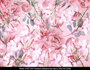 Коврик велюровый Розовые акварельные цветы