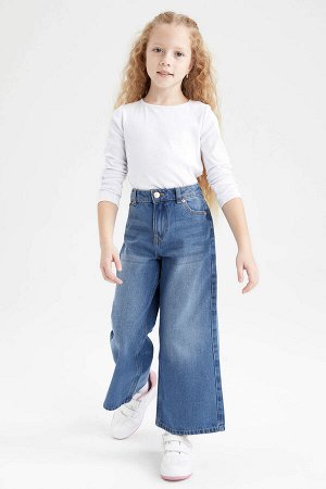 Джинсовые брюки широкого кроя для девочки