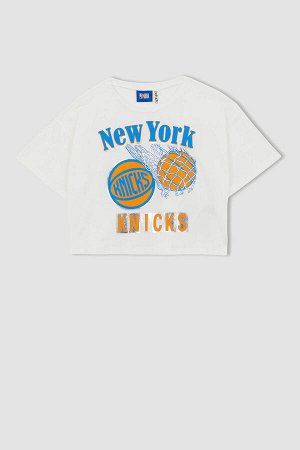 Укороченная футболка NBA New York Knicks для девочек с короткими рукавами