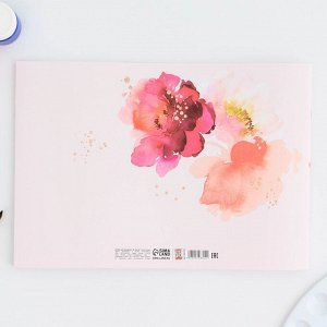 Альбом для рисования на скрепках А4, 40 листов «Акварельные цветы» (обложка 160 г/м2, бумага 100 г/м2).