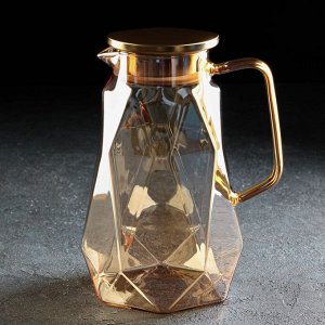 Набор питьевой из стекла Magistro «Голден. Льдинка», 5 предметов: кувшин 1,5 л, 4 кружки 350 мл, цвет золотой