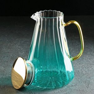 Набор питьевой из стекла Magistro «Градиент», 5 предметов: кувшин 1,8 л, 4 кружки 300 мл, цвет бирюзовый