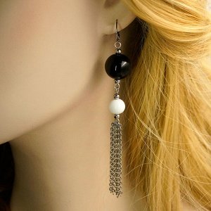 Серьги из муранского стекла  LS3349/черный,белый