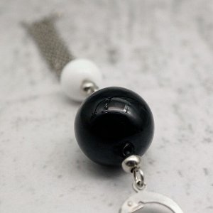 Серьги из муранского стекла  LS3349/черный,белый