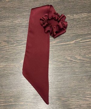 Резинка для волос с галстуком шёлковая бордо