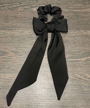 Резинка для волос с галстуком черная шёлковая